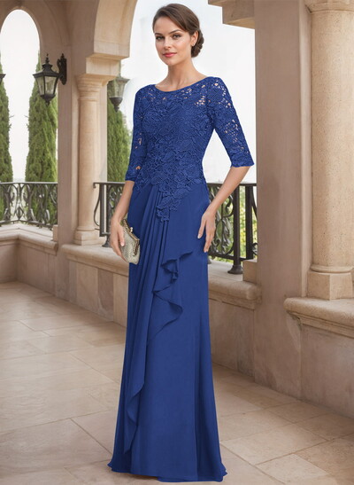 Scoop Neck Chiffon Mother Of The Bride Dresses With Appliques Lace