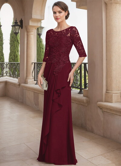 Scoop Neck Chiffon Mother Of The Bride Dresses With Appliques Lace