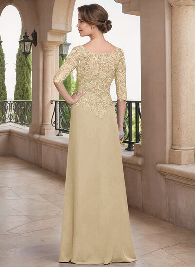 Scoop Neck Chiffon Mother Of The Bride Dresses With Appliques Lace