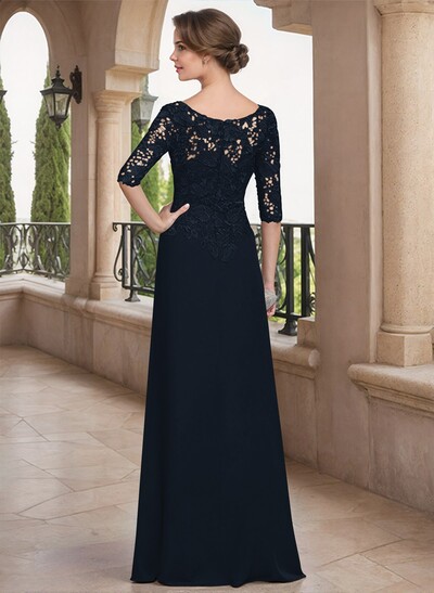 Scoop Neck Chiffon Mother Of The Bride Dresses With Appliques Lace