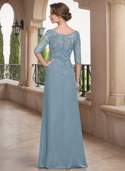 Scoop Neck Chiffon Mother Of The Bride Dresses With Appliques Lace