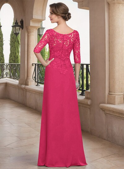 Scoop Neck Chiffon Mother Of The Bride Dresses With Appliques Lace
