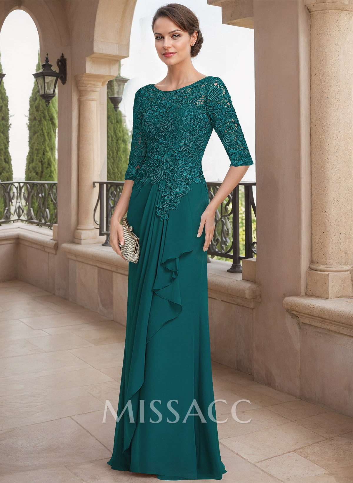 Scoop Neck Chiffon Mother Of The Bride Dresses With Appliques Lace