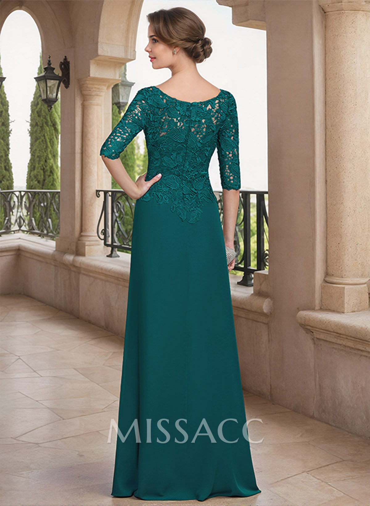 Scoop Neck Chiffon Mother Of The Bride Dresses With Appliques Lace
