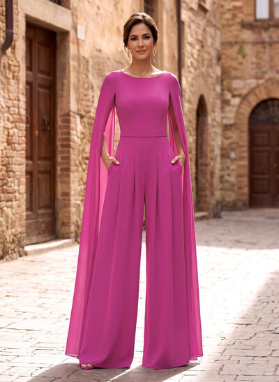 Jumpsuit/Pantsuit Scoop Neck Sleeveless Chiffon Mother Of The Bride Dresses