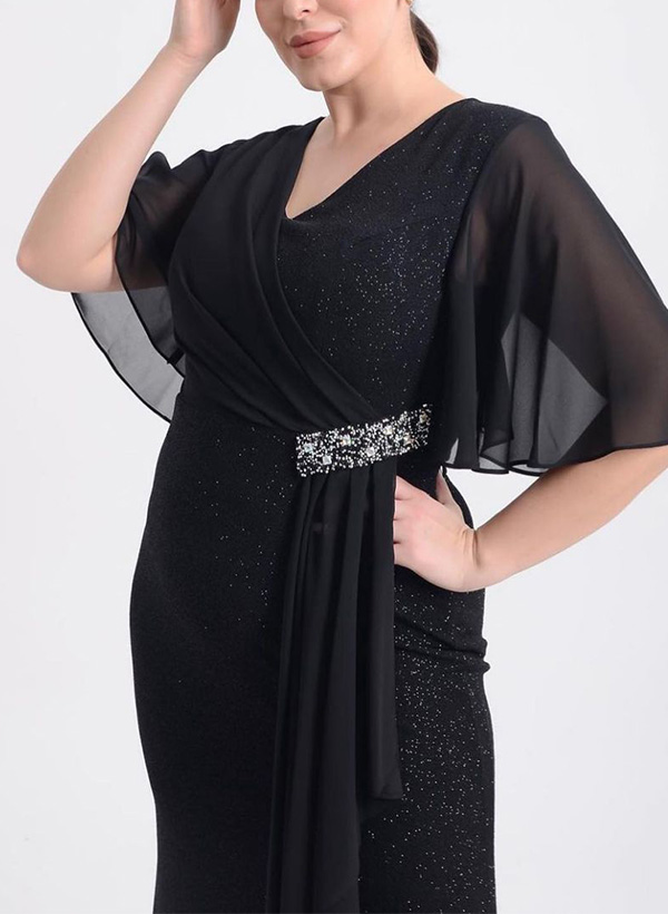 Sheath/Column V-Neck Sequined Mother Of The Bride Dresses With Rhinestone