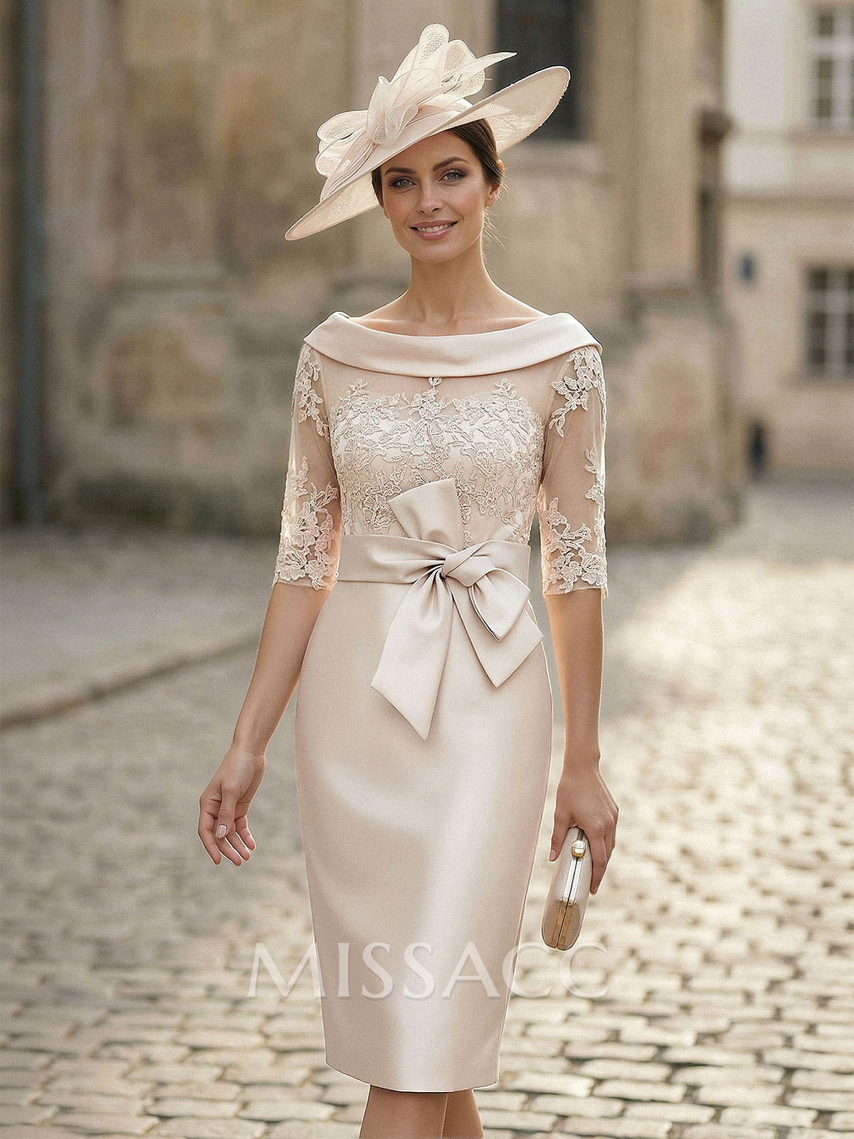 Sheath/Column Scoop Neck Satin Mother Of The Bride Dresses With Appliques Lace Sheath/Column Scoop Neck Satin Mother Of The Bride Dresses With Appliques Lace
