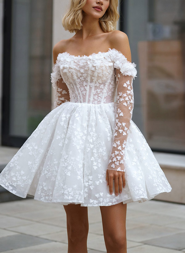 Ball-Gown Off-The-Shoulder Lace Wedding Party Dresses With Appliques Lace