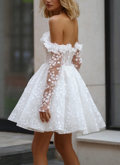 Ball-Gown Off-The-Shoulder Lace Wedding Dresses With Appliques Lace