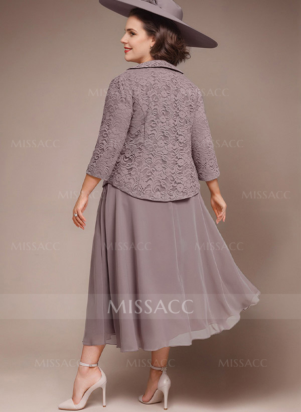 A-Line Scoop Neck Chiffon Mother Of The Bride Dresses With Appliques Lace