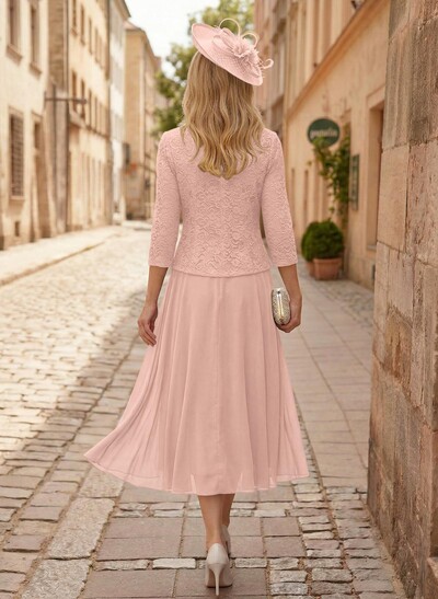 A-Line Scoop Neck Chiffon Mother Of The Bride Dresses With Appliques Lace