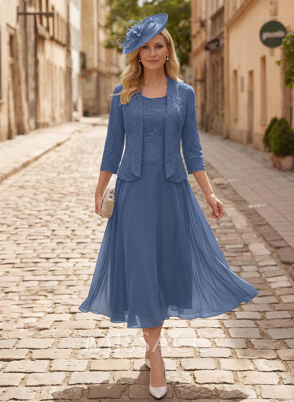 A-Line Scoop Neck Chiffon Mother Of The Bride Dresses With Appliques Lace