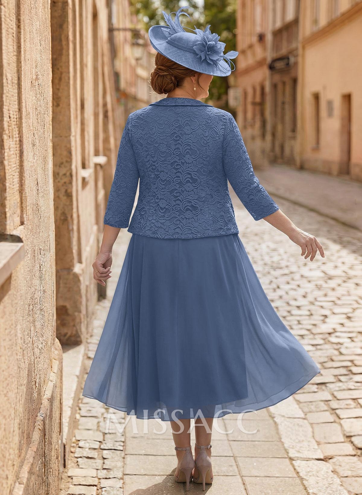 A-Line Scoop Neck Chiffon Mother Of The Bride Dresses With Appliques Lace