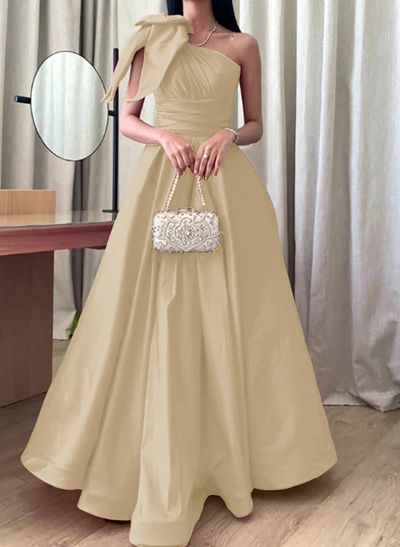 A-Line One-Shoulder Sleeveless Satin Mother Of The Bride Dresses With Bow(s)