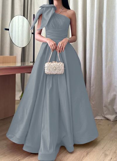 A-Line One-Shoulder Sleeveless Satin Mother Of The Bride Dresses With Bow(s)