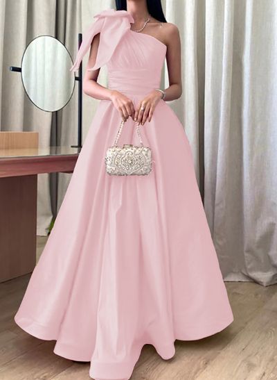A-Line One-Shoulder Sleeveless Satin Mother Of The Bride Dresses With Bow(s)