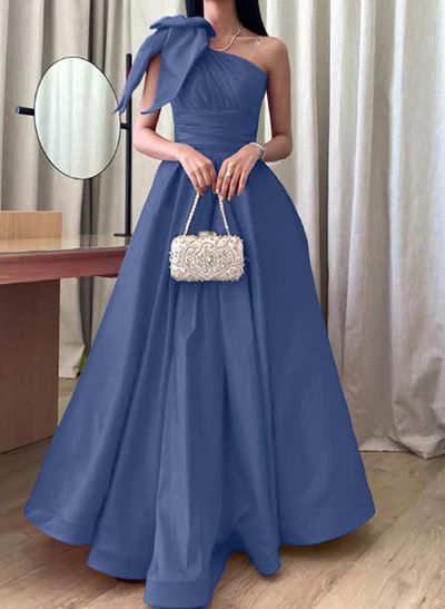 A-Line One-Shoulder Sleeveless Satin Mother Of The Bride Dresses With Bow(s)