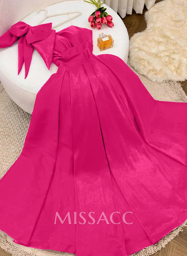 A-Line One-Shoulder Sleeveless Satin Mother Of The Bride Dresses With Bow(s)