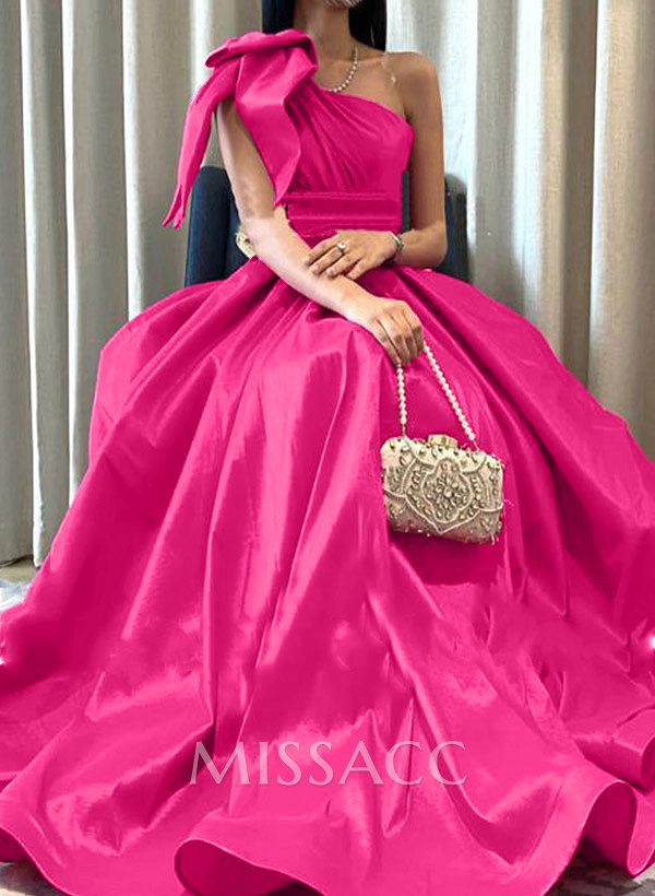 A-Line One-Shoulder Sleeveless Satin Mother Of The Bride Dresses With Bow(s)