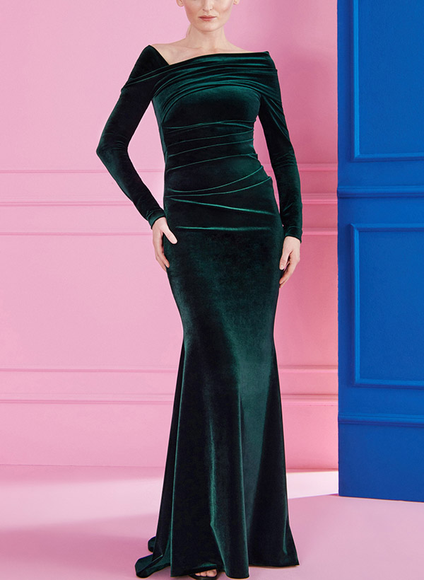 Trumpet/Mermaid Long Sleeves Velvet Mother Of The Bride Dresses