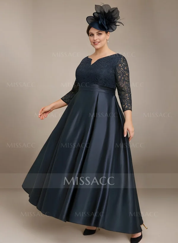 A-Line/Princess Scoop 3/4 Sleeves Ankle-Length Mother of the Bride Dresses with Appliques