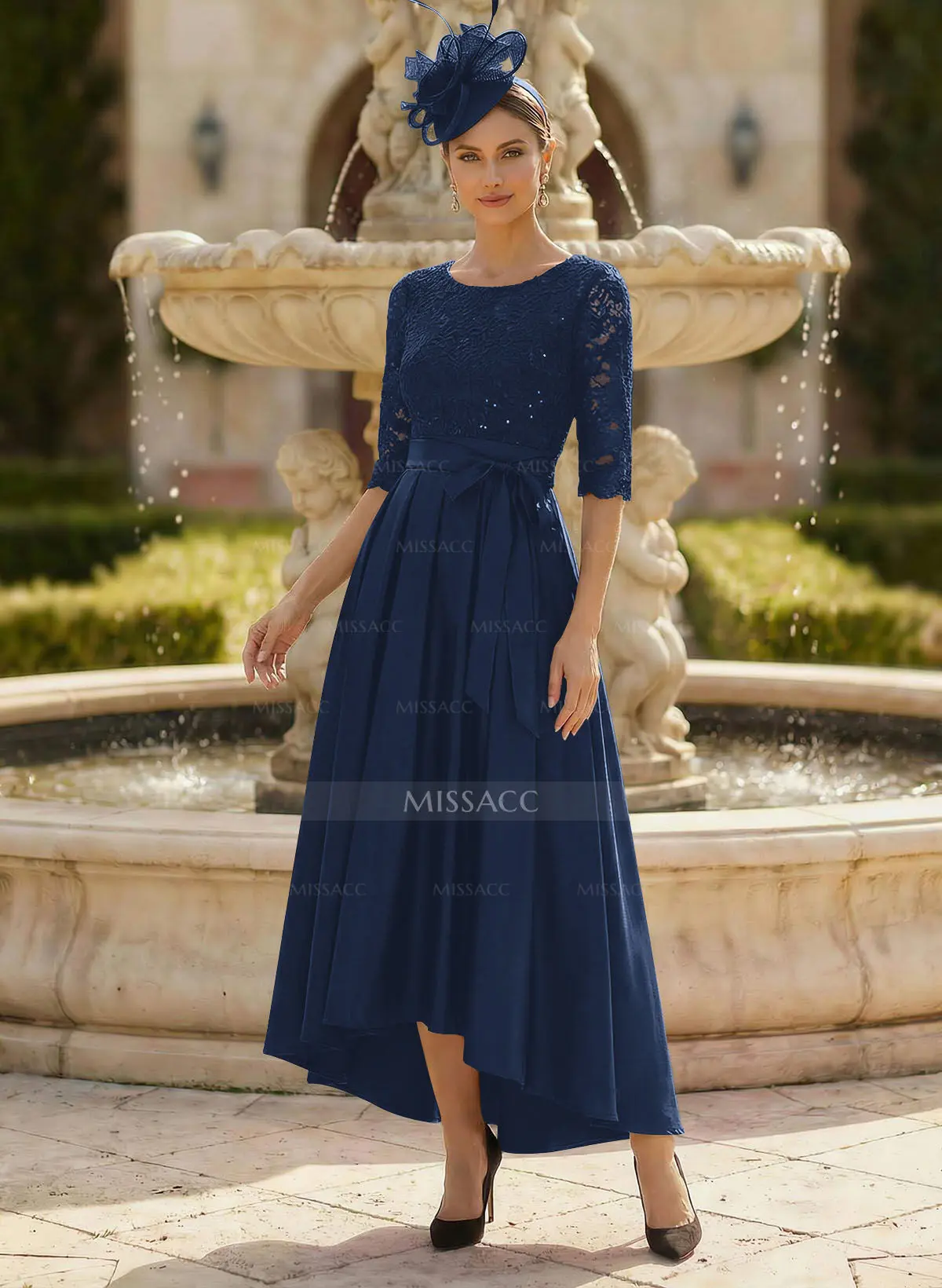 A-Line Scoop Neck 1/2 Sleeves Satin Mother Of The Bride Dresses