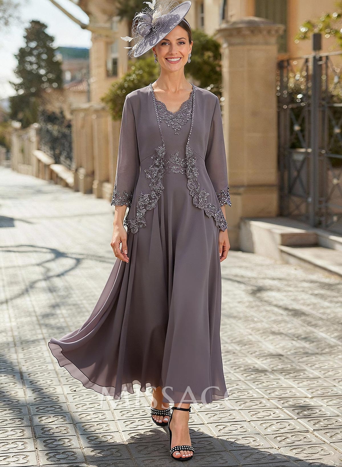 A-Line V-Neck Chiffon Mother Of The Bride Dresses With Appliques Lace A-Line V-Neck Chiffon Mother Of The Bride Dresses With Appliques Lace