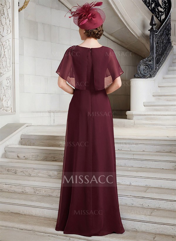A-Line Cowl Neck Chiffon Mother Of The Bride Dresses With Appliques Lace