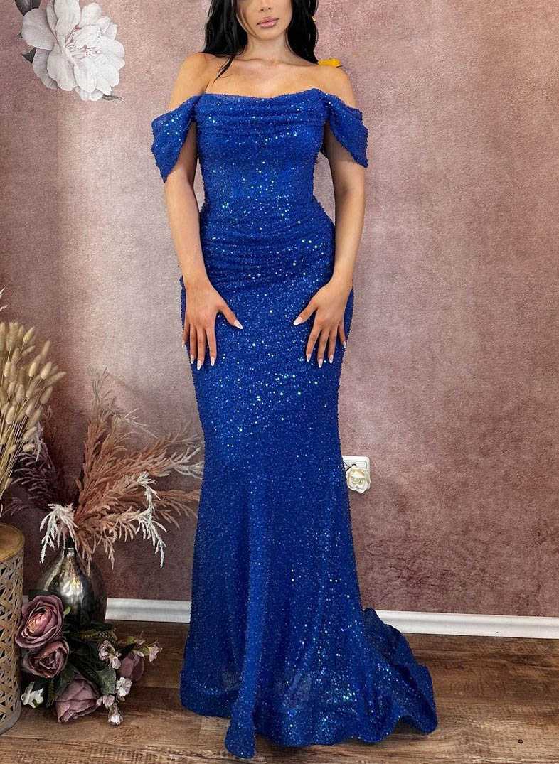 Sparkly Sequined Off-The-Shoulder Trumpet/Mermaid Prom Dresses - Missacc