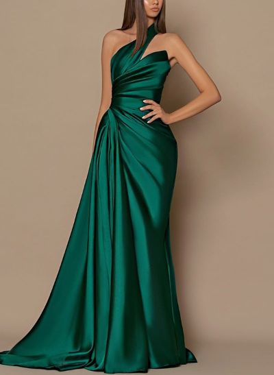 Sheathcolumn Sleeveless Silk Like Satin Prom Dresses With Split Front Missacc 