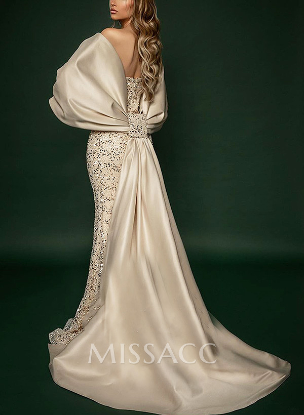 Trumpet/Mermaid Off-The-Shoulder Sequined Prom Dresses With Split Front Trumpet/Mermaid Off-The-Shoulder Sequined Prom Dresses With Split Front