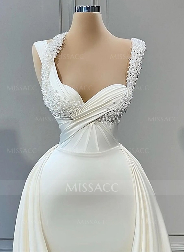 Sweetheart Sleeveless Sweep Train Wedding Dresses