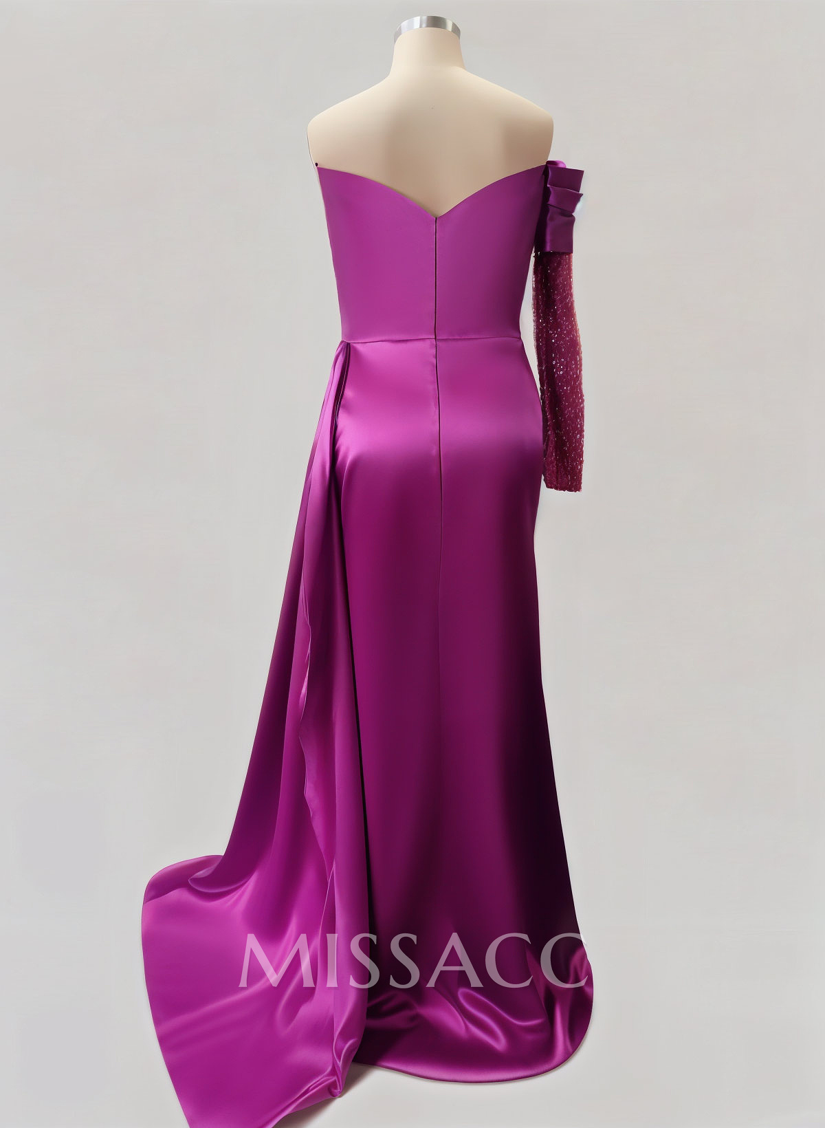 Sheath/Column One-Shoulder Long Sleeves Prom Dresses With Sequins
