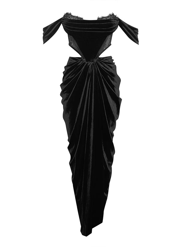 Sheath/Column Sweetheart Floor-Length velvet Prom Dress With Split Front Lace