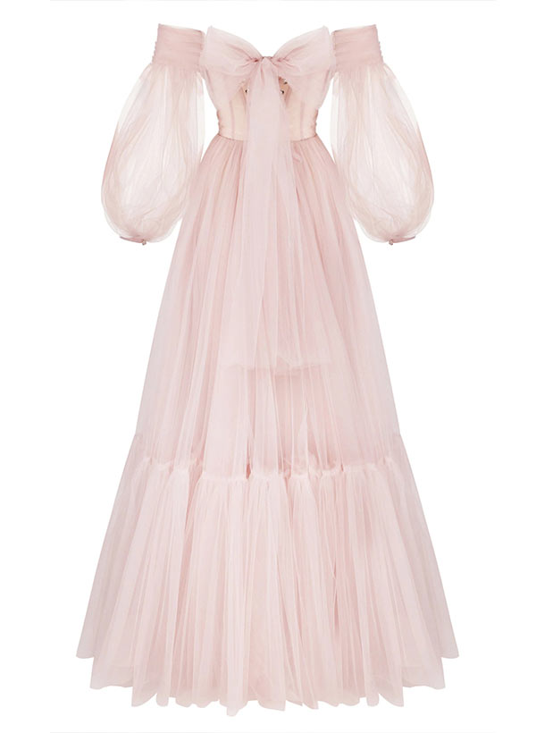 A-Line Sweetheart Floor-Length Tulle Prom Dress