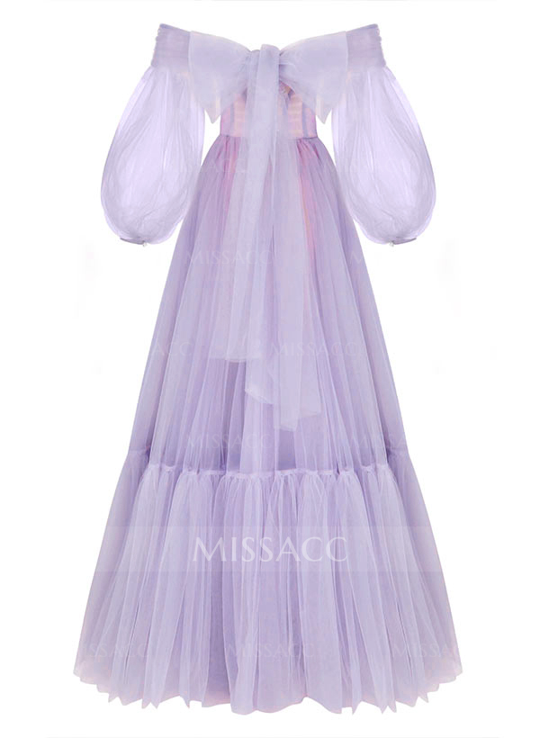 A-Line Sweetheart Floor-Length Tulle Prom Dress