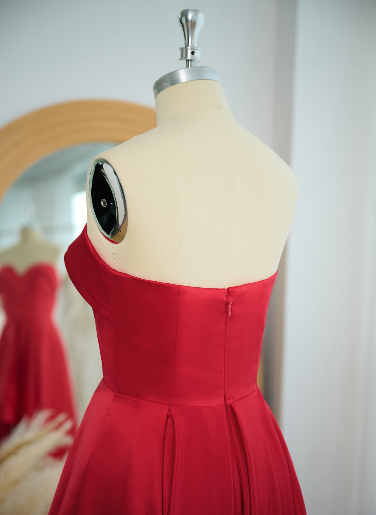 A-Line Sweetheart Satin Asymmetrical Prom Dress