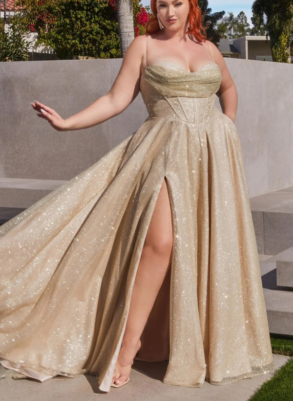A-Line Cowl Neck Sleeveless Satin Floor-Length Prom Dress
