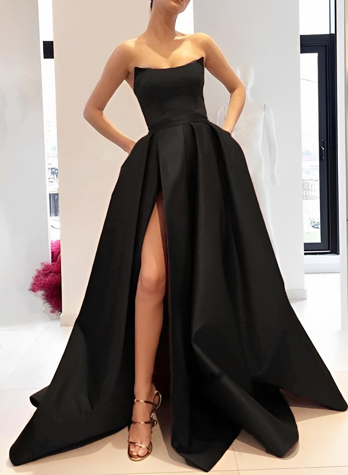 Ball-Gown Sleeveless Satin Floor-Length Evening Dresses