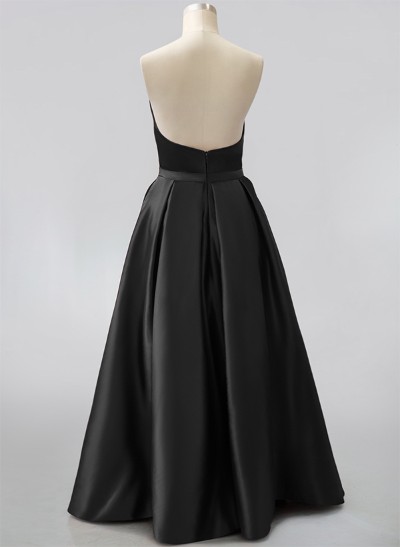 Ball-Gown Sleeveless Satin Floor-Length Prom Dress
