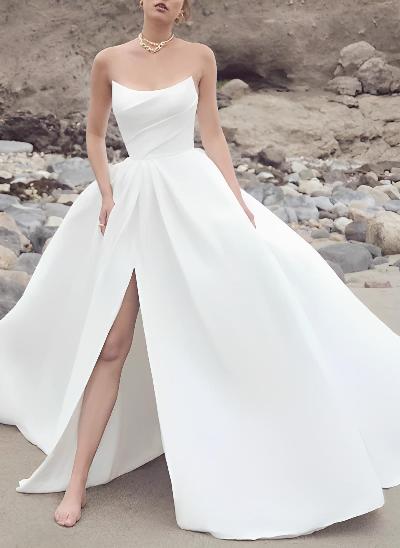Ball-Gown Sweetheart Sleeveless Stretch Crepe Sweep Train Wedding Dress