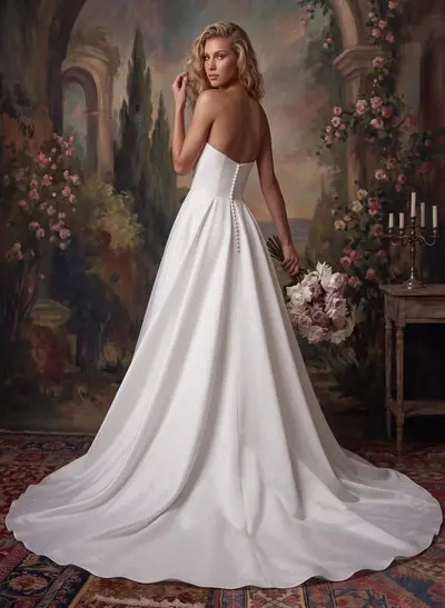 Ball-Gown Sweetheart Sleeveless Stretch Crepe Sweep Train Wedding Dress