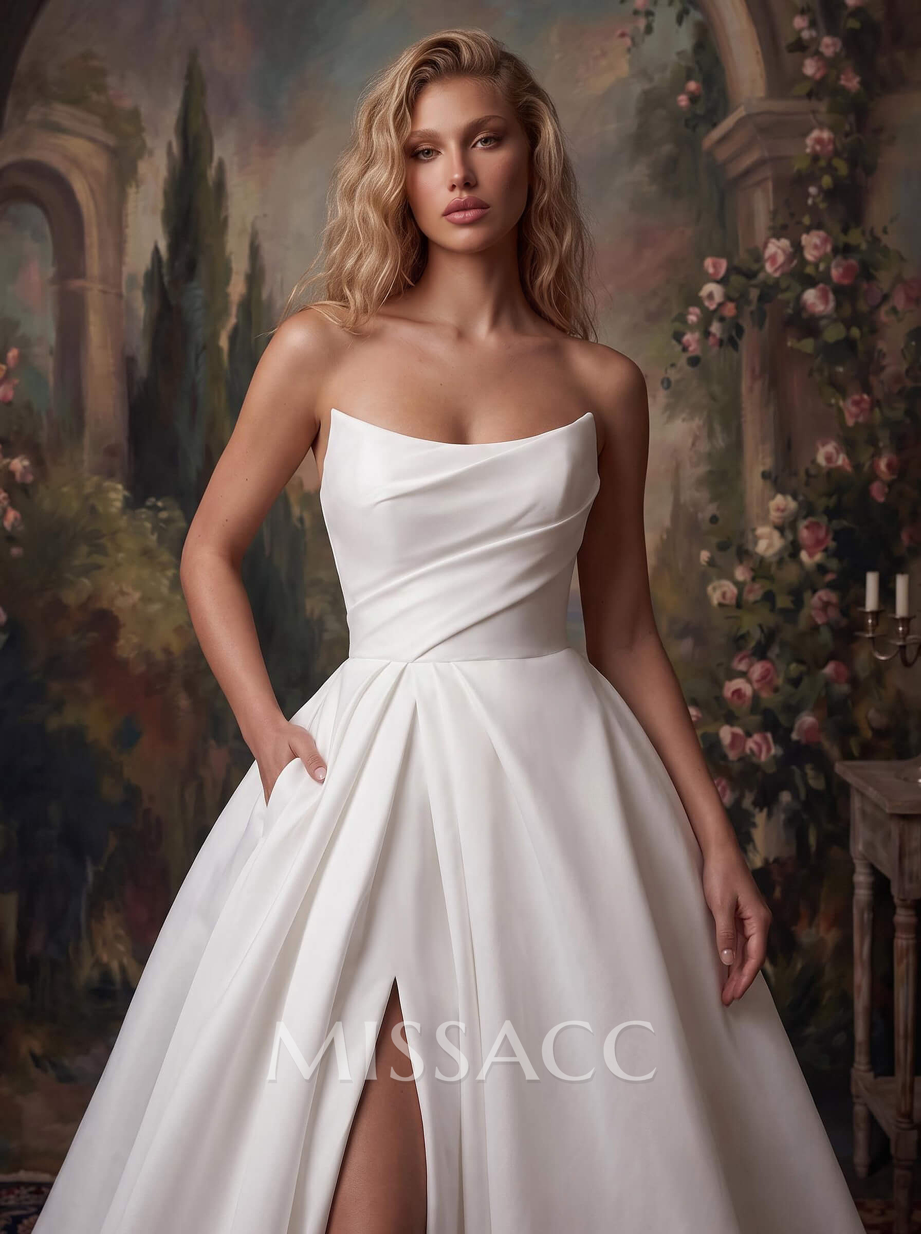 Ball-Gown Sweetheart Sleeveless Stretch Crepe Sweep Train Wedding Dress