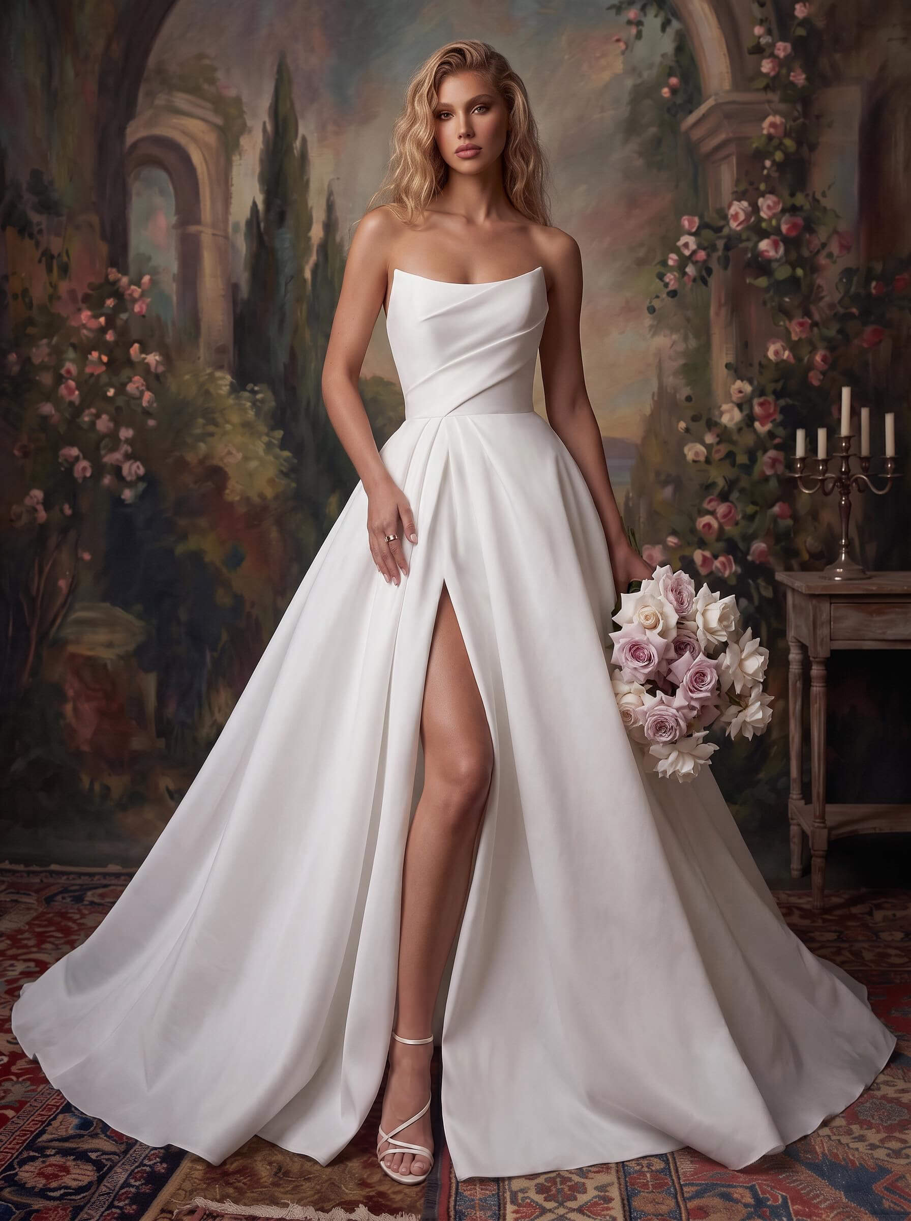 Ball-Gown Sweetheart Sleeveless Stretch Crepe Sweep Train Wedding Dress Ball-Gown Sweetheart Sleeveless Stretch Crepe Sweep Train Wedding Dress