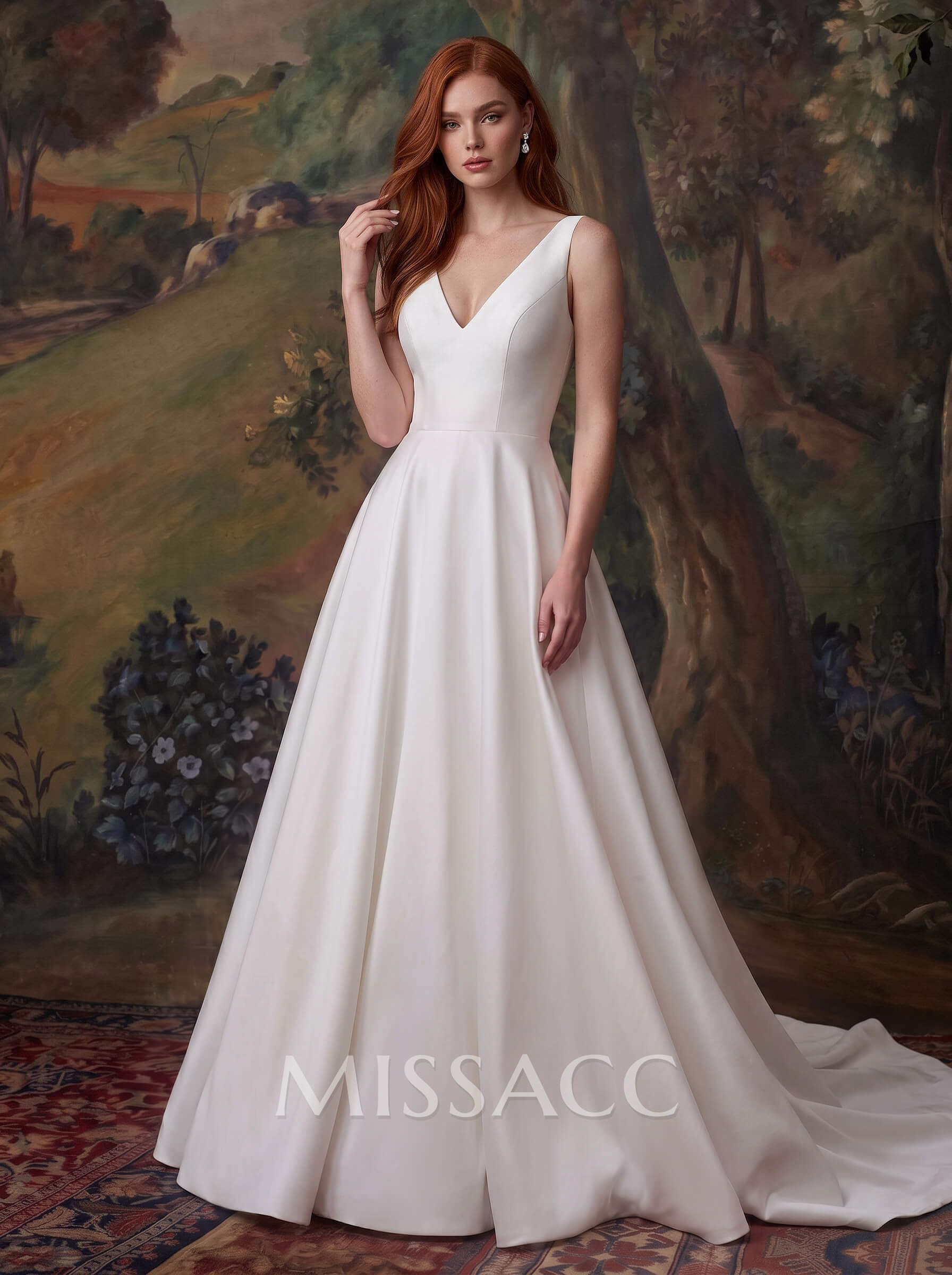 A-Line V-Neck Stretch Crepe Ruffles Sleeveless Sweep Train Wedding Dresses A-Line V-Neck Stretch Crepe Ruffles Sleeveless Sweep Train Wedding Dresses