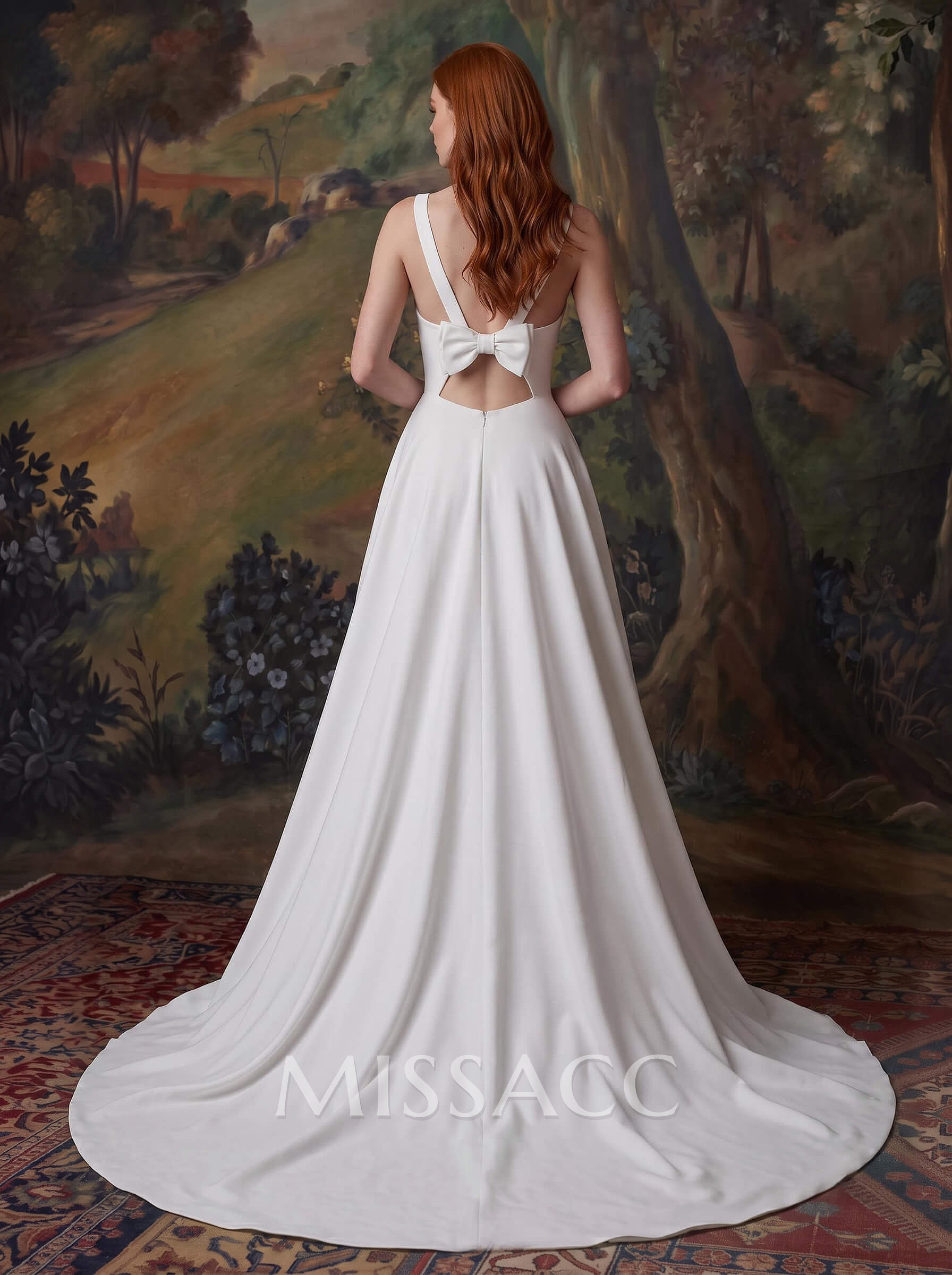 A-Line V-Neck Stretch Crepe Ruffles Sleeveless Sweep Train Wedding Dresses A-Line V-Neck Stretch Crepe Ruffles Sleeveless Sweep Train Wedding Dresses