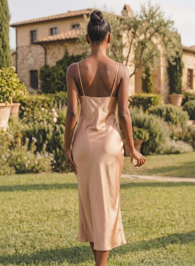 Sheath/Column Cowl Neck Sleeveless Bridesmaid Dress