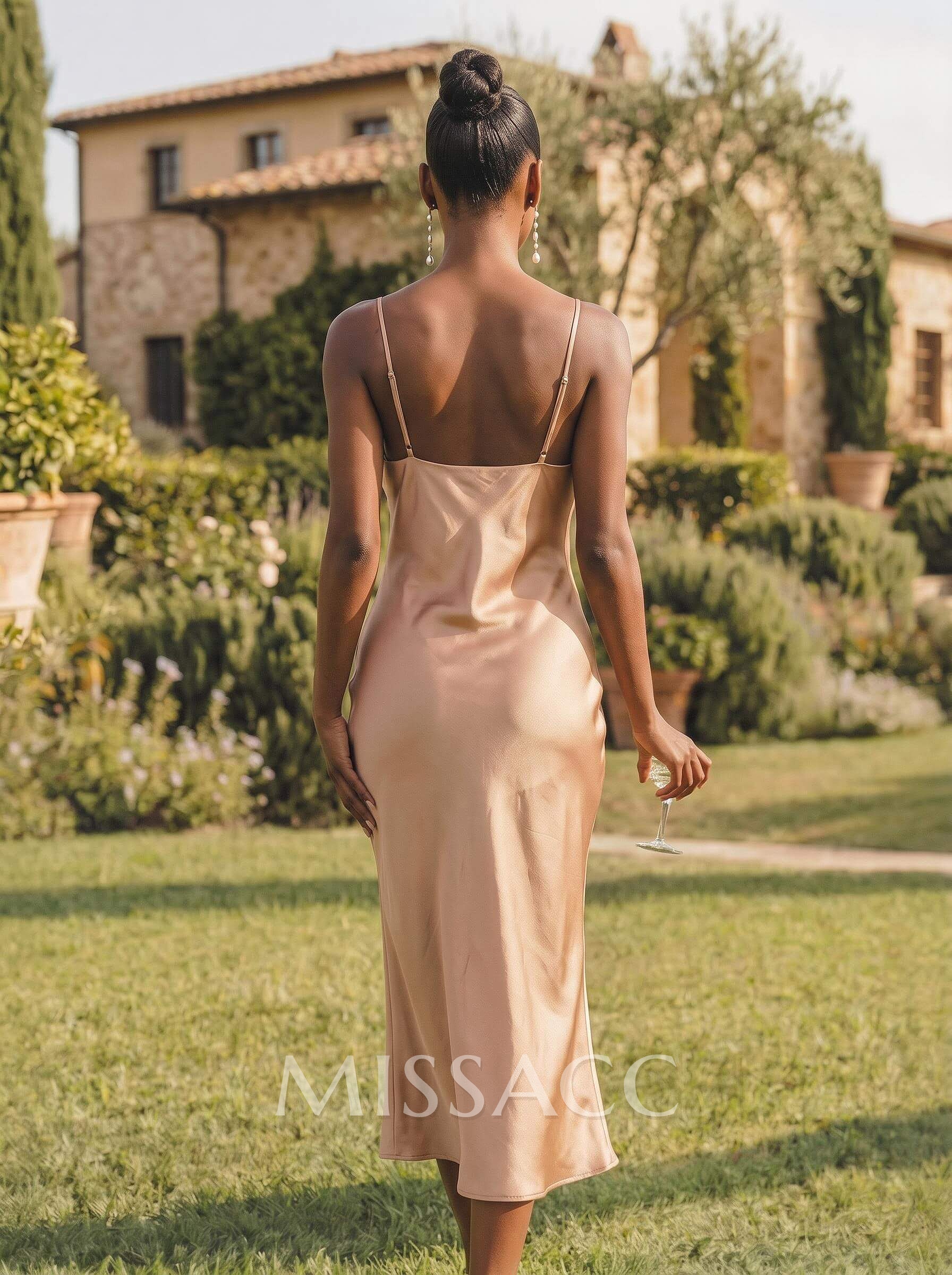 Sheath/Column Cowl Neck Sleeveless Bridesmaid Dress