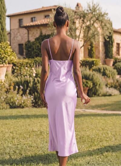 Sheath/Column Cowl Neck Sleeveless Bridesmaid Dress