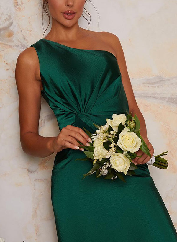 Blush Pink Sheath One Shoulder Floor Length Long Bridesmaid Dresses, PB161 main image 1